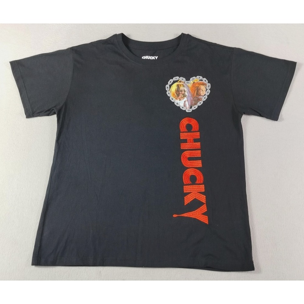 Chucky Shirt Mens Large Black Til Death Do Us Part Tiffany Horror Embroidered
